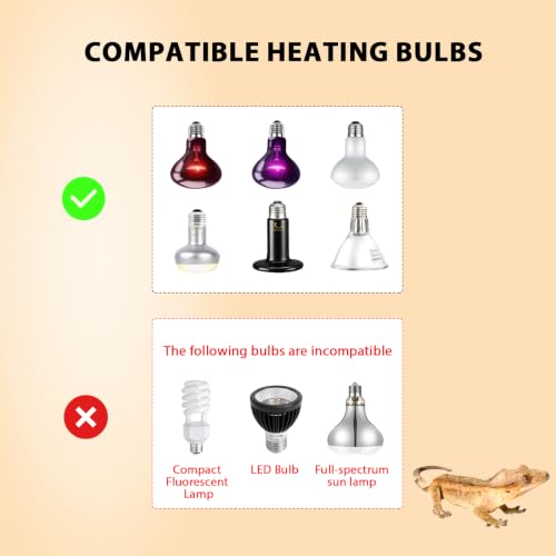 REPTITRIP 5.5" Reptile Heat Lamp Fixture with PID Dimming Thermostat, Independent Day Night Temperature Control, MAX 100W (Bulb Not Included) - size: 5.5 INCH