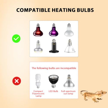 REPTITRIP 8.5 Inch Reptile Heat Lamp Fixture with PID Thermostat & 150W Ceramic Heat Emitter (Non-Light Emitting), Independent Day & Night Temperatures, Lampshade MAX 150W - size: 8.5 inch
