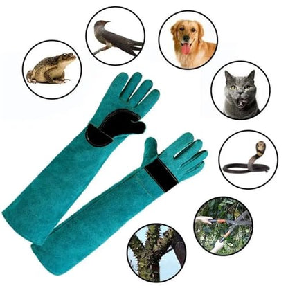 Compatible for Multi-Function Ultra Long Leather Anti-Bite Safety Gloves Protective for Pet & Reptile Handling - color: 45cm