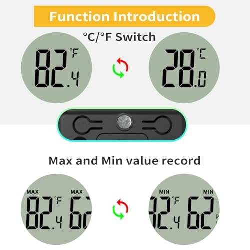 4PCS Mini Digital Hygrometer and Thermometer Reptile Thermometer with Extend Probe (Only Temperature) Indoor Temp and Humidity Meter with Magnet - style: with probe