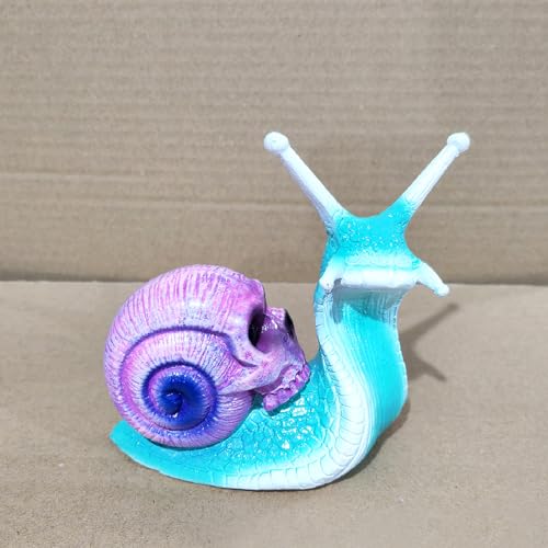 Blue Snail Skull Sculpture, Resin Garden Statue for Yard Patio Desk | Novelty resin figurine, Unique novelty gift for indoor outdoor landscape. Durable yard lawn ornament. - color: Blue