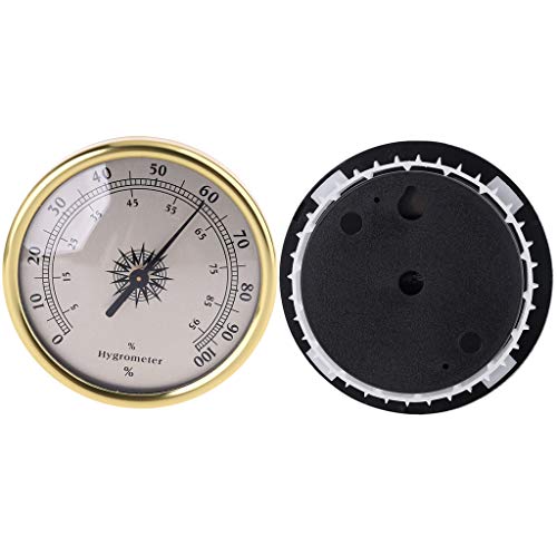 72mm Round Gold Hygrometer Humidity Meter Gauge Ring Surface - No Battery Needed