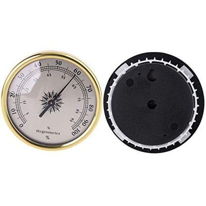 72mm Round Gold Hygrometer Humidity Meter Gauge Ring Surface - No Battery Needed