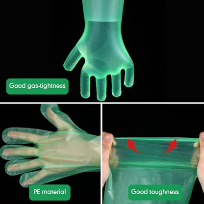 50 Pcs Disposable Dressing Gutting Gloves 35 Inch Shoulder Length Field Dressing Gloves Veterinary Insemination Glove - color: Green