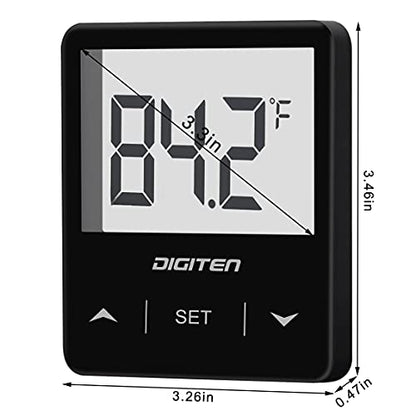 DIGITEN Aquarium Thermometer Digital Fish Tank Thermometer with Large LCD Display Stick On Water Terrarium Temperature Sensor Gauge for Reptiles Turtle Amphibians - color: Black
