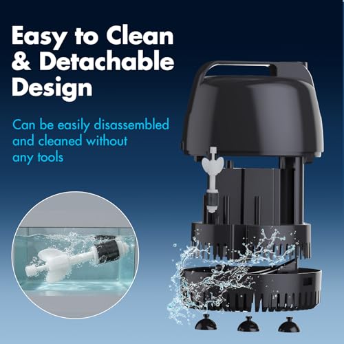 hygger 264GPH Aquarium Submersible Pump, Fish Tank Water Pump Adjustable Flow with 2 Nozzles, 5.5 ft High Lift Quiet Fountain Pump for Aquarium, Pond, Hydroponics, Water Garden - size: S