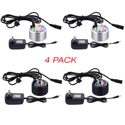 Yaomiao 4 Piece Halloween Mist Maker Fogger Small Ultrasonic Fog Machine Fountain Mister Fogger Water Garden Pond Foggers Air Humidifier with 12 LED Light Flashes for Halloween (Black and Silver) - color: Black and Silver