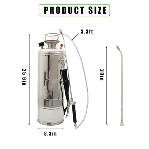HOSTIC 3.5 Gallon Stainless Steel Sprayer Hand Pump Sprayer with Pressure Gauge Valve Adjustable Nozzle for Gardening Lawn and Cleaning - size: 3.5 Gallon