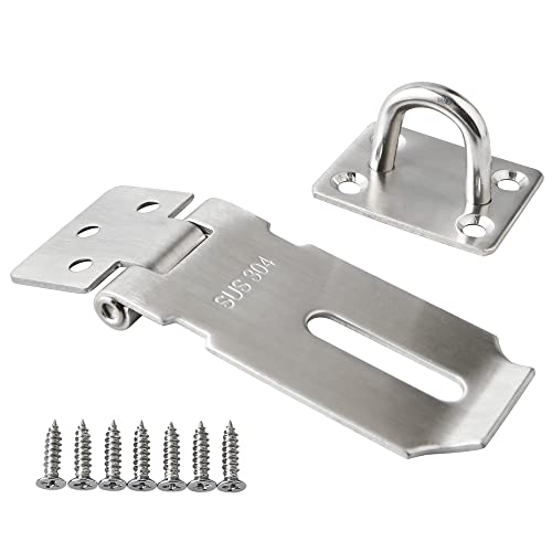 Alise 3 Inch Heavy Duty Door Lock Hasp Latch, SUS 304 Stainless Steel Padlock Latch,Safety Hasp Lock with Wooden Fence/Barn Door/Outdoor Fence/Shed Door/Cabinet, Brushed Nickel MS9-3A - color: Brushed Nickel, size: 3 Inch
