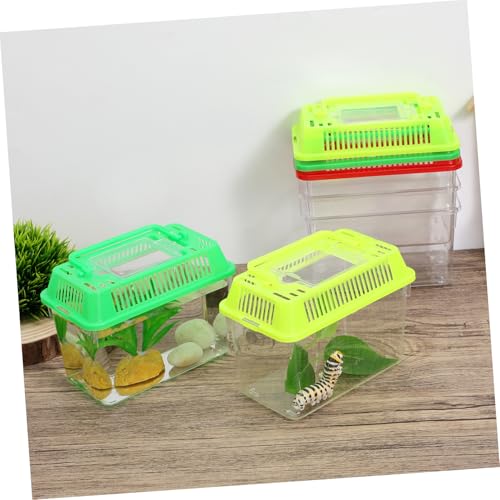 Mipcase 5pcs Portable Handheld Fish Tank Mixed Color Transparent Turtle Feeding Box for Small Pets Lightweight Plastic Breeding Aquarium Ventilation Design Easy to Clean and Operate