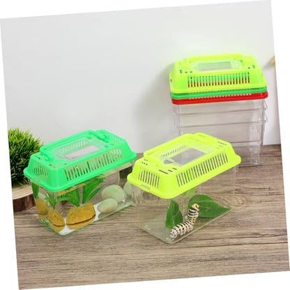 Mipcase 5pcs Portable Handheld Fish Tank Mixed Color Transparent Turtle Feeding Box for Small Pets Lightweight Plastic Breeding Aquarium Ventilation Design Easy to Clean and Operate