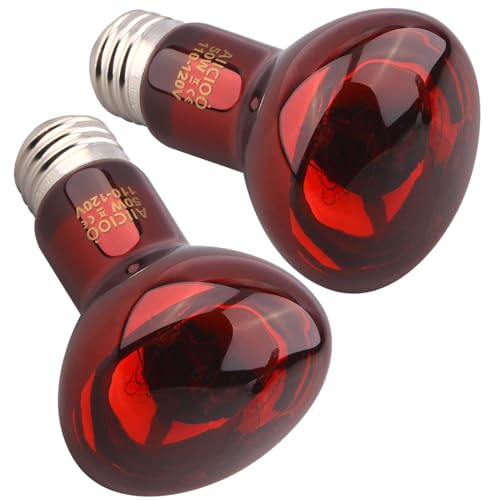 Aiicioo Reptile Red Light Bulb - Reptile Heat Lamp Bulb Infrared Basking Spot Lamp for Bearded Dragon Lizard Turtle Hermit Crab Leopard Gecko Snake Chameleon 50W - color: ['Red'], size: ['50W']
