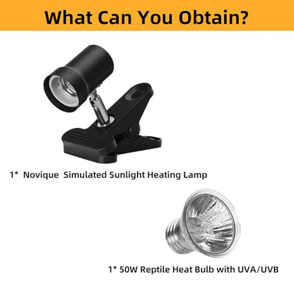 Reptile Heat Lamp with 360° Rotatable Clamp Basking Spot Lamp with 50W UVA UVB Heat Bulb Simulated Sunlight Heating Lamp with Timer&Dimmer for Turtles Lizards Snakes Amphibian Terrariums - size: Reptile Heat Lamp (Timer And Dimmer)