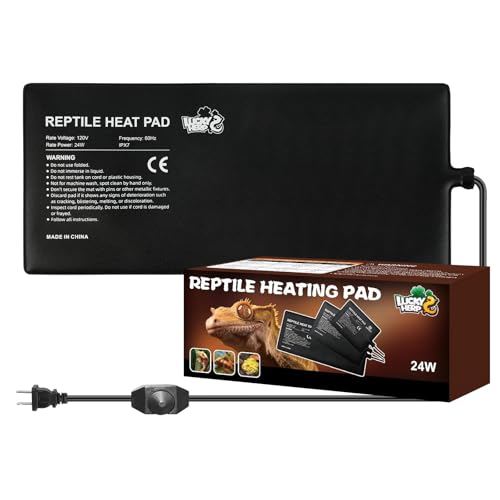 LUCKY HERP Reptile Heat Pad 8x18 Inch 24w, Under Tank Terrarium Heating Pad with Adjust Knob, Reptile Heat Mat for Turtle, Lizard, Hermit Crab, Frog, Snake - size: 8x18 Inch