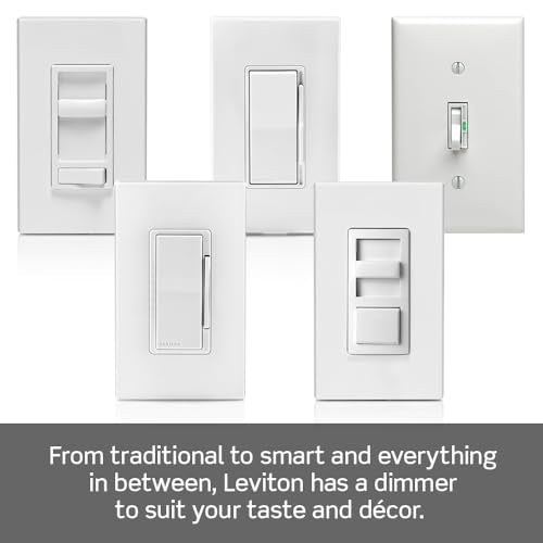 Leviton Decora Slide Dimmer Switch for Dimmable LED, Halogen and Incandescent Bulbs, DSL06-1LZ, White with Ivory and Light Almond Faceplates - size: 1 Pack