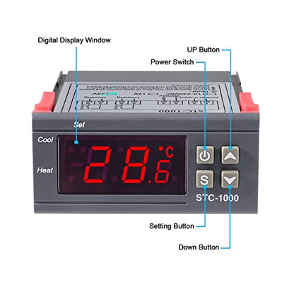 2pcs STC-1000 DC 24V 10A Digital LED Temperature Controller Cooling Heating Centigrade Thermostat Sensor 2 Relay Output with NTC 10K Thermistor Sensors Temperature Probe - style: 24V