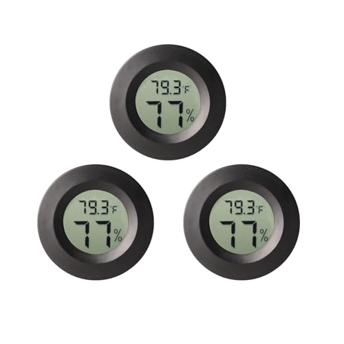 3pcs Mini Hygrometer Thermometer Indoor Outdoor Round Humidity Meter Fahrenheit Celsius Switchable Temperature Gauge Humidity Sensor Monitor for 3D Printer Reptile Jars