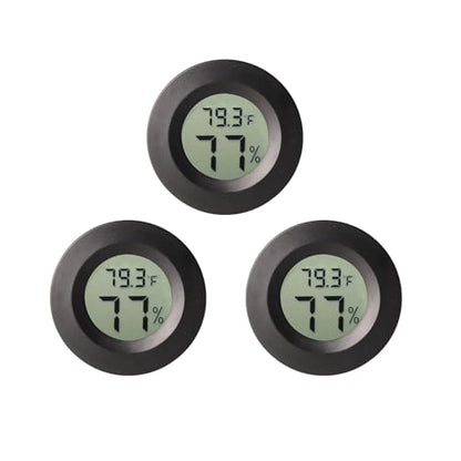 3pcs Mini Hygrometer Thermometer Indoor Outdoor Round Humidity Meter Fahrenheit Celsius Switchable Temperature Gauge Humidity Sensor Monitor for 3D Printer Reptile Jars