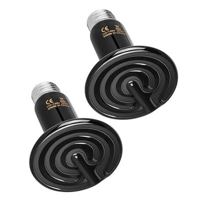 Simple Deluxe 150W Ceramic Heat Emitter 2 Pack Reptile Heat Lamp No Light Emitting Heat Bulbs for Amphibian Terrarium, Bearded Dragon Lizard Snake Turtle, Brooder Coop Incubating Chicken - size: 150W, style: D-75mm-2 Pcs