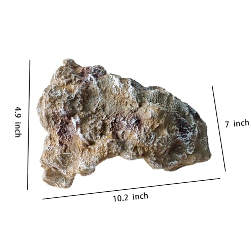 Natural Rock Cave Reptile Hiding Hole, Brown Stone Hideout for Terrarium, Habitat Decoration