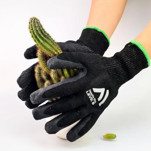 Level 5 A9/F Cut Resistant Gloves HPPE + Steel Wire Palm-Coated Textured Latex Anti-Stab/Puncture for Durian Opening - size: Medium