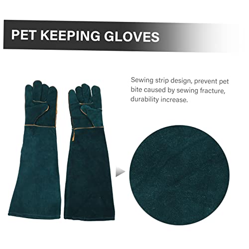 Abaodam 2pcs Pet Feeding Cowhide Gloves Reptile Pet Bite Resistant Protective Gloves for Dogs