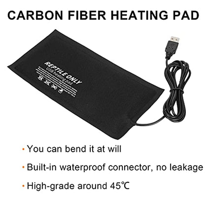 Reptile Heat Pad 7.8×3.9 Inch 4W Under Tank Terrarium Warmer Heating Mat, USB Heating Pad Fiber Cloth Constant Temperature 45℃ for Turtle Lizard Frog Snake Reptile and Other Small Animals