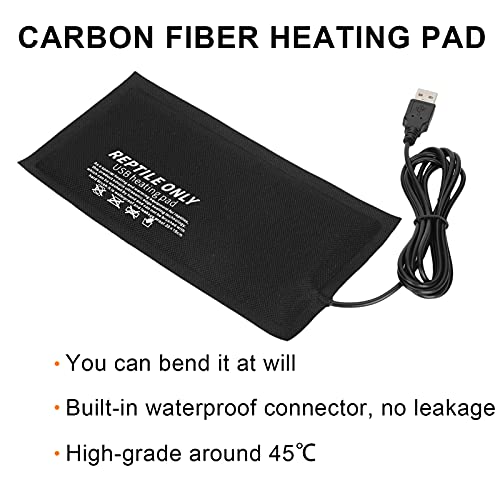 Pilipane Reptile Heating Pad 11x7 Inch 9W Under Tank Terrarium Heating Mat USB-Powered Constant Temperature for Turtles Lizards Frogs Snakes Reptiles and Other Small Animals