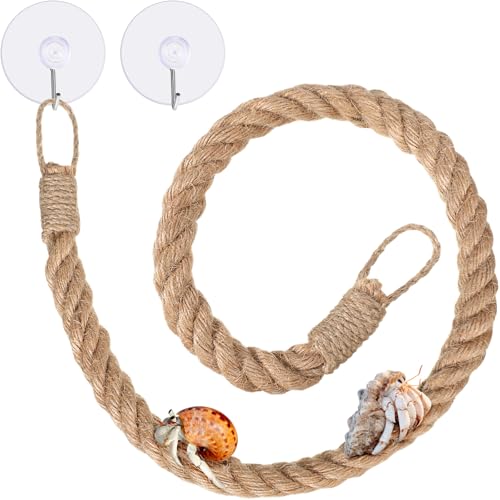 JellyArch Hermit Crab Toys Hermit Crab Climbing Jute Rope Ladder with Hooks Reptile Tank Terrarium Accessories Habitat Decor for Lizards Geckos Snakes(1 Pcs,23.6 Inch) - size: 23.6 Inch