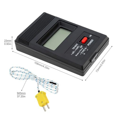 K-Type Digital Thermometer with Thermocouple Probe Wire, -50°C to 1300°C Measurement Range, LCD Backlight LCD Thermometer
