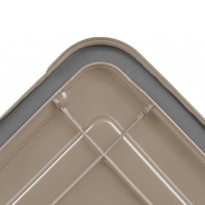 IRIS USA 6-Pack WeatherPro Gasket Box, 19 Quart Weather Resistant Storage Bins with Latching Lids, Heavy Duty Organizing Containers for Closet, Bathroom, and Office - Tan - size: 19 Qt. - 6 Pack