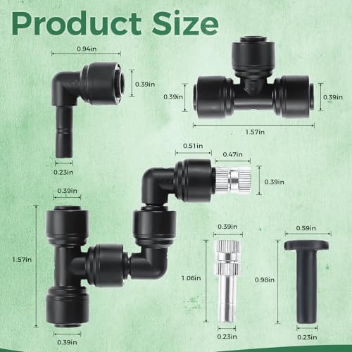 4 Pack 1/4'' Reptile Mister Nozzles, Reptile Fine Mist Foggers for Full Water Coverage, Replacement Micro Spray Nozzles for Terrarium Tanks