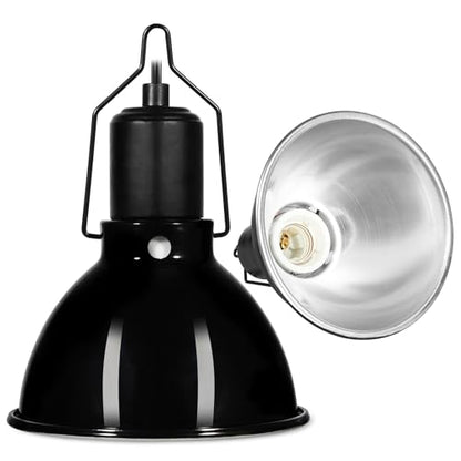 DXOPHIEX 5.5 inch Dome Reptile Light Fixture Reptile Heat Lamp UVB Light Fixture for Bearded Dragon, Lizard, Hermit Crab, Turtle Tank and Terrarium（Max 100W） - size: 5.5inch shallow dome