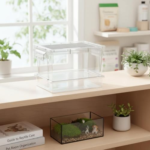 Mealworm Breeding Kit with Sifting Tray, Ventilated Insect Breeder Box, Multi-Layer Mealworm Container with Waste Collection Tray & Secure Locks for Reptile Owners, Crickets, Roaches & Feeder Insects