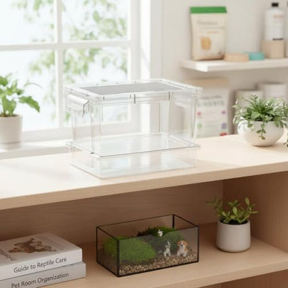 Mealworm Breeding Kit with Sifting Tray, Ventilated Insect Breeder Box, Multi-Layer Mealworm Container with Waste Collection Tray & Secure Locks for Reptile Owners, Crickets, Roaches & Feeder Insects