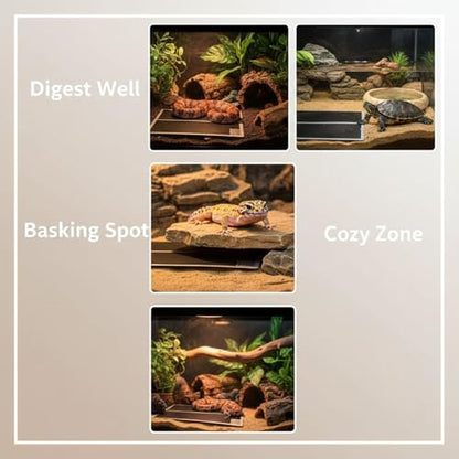 2 Pcs Reptile Heating Mats, 20 W Adjustable Temperature Pet Heat Pad with Insulated Shell, 16.5 x 11.0 in, Infrared Warmer, 110-120 V US Pins for Snakes, Lizards, Turtles, and Amphibians