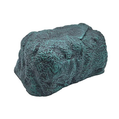 M2cbridge Aquarium Fish Hide Cave Reptile Hideout Cave Terrarium Amphibians Habitat Decor(Green Rock+ Water Dish) - style: Green Rock+ Water Dish