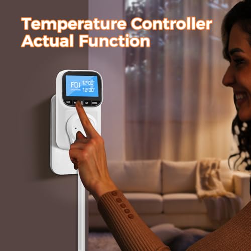 Diymore 1800W Plug in Digital Thermostat Temperature Controller Electric Thermostat Outlet Heating Cooling Control Mode Timer 120V 15A -104 ℉~210 ℉ Greenhouse with Thermostat Pool Thermometer - color: 1800w Plug in Digital Thermostat