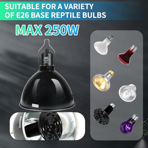 Reptile Light Fixture with Dimming Thermostat, 8.5 Inch Deep Dome Light Fixture with Timer, Reptile Aluminum Dome Fixture for Basking/Heat/UVA/UVB Lamp Bulb - size: 8.5in Deep Dome(Temperature Display)