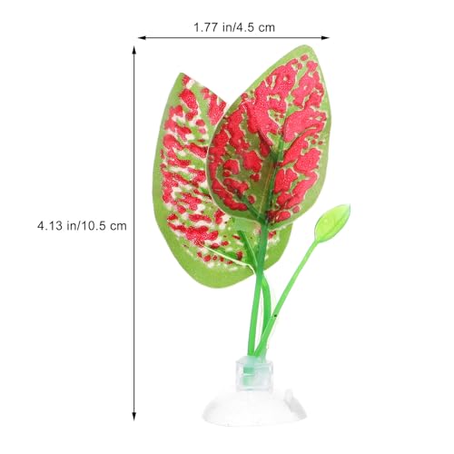 Hemoton 4pcs Artificial Reptile Terrarium Plants Leaves Decorations with Suction Cups, Vivid Landscaping Leaves for Turtle Lizard Chameleon Snake Habitat, Pet Box Ornament