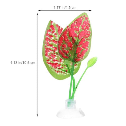 Hemoton 4pcs Artificial Reptile Terrarium Plants Leaves Decorations with Suction Cups, Vivid Landscaping Leaves for Turtle Lizard Chameleon Snake Habitat, Pet Box Ornament