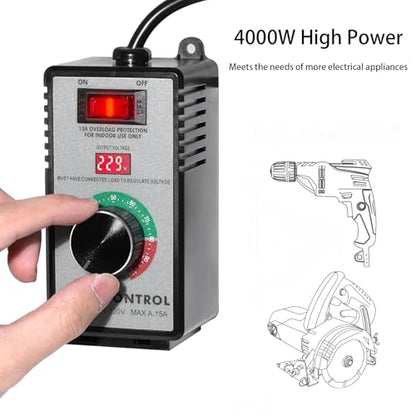 AC Motor Speed Controller 15 A 4000 W Variable Fan Dimmer Switch with LED Display, Heavy Duty for Power Tools, Drill, Fan, Heater (110-120 V US Standard)