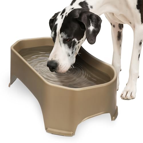 Neater Pet Brands Extra Large Water Bowl for Dogs, Outdoor Dog Water Bowl (2.25 Gallon XL Capacity), Big Trough Style Food Dish for Indoors or Outside, No Spill Large Dog Bowls, Champagne - color: Champagne, size: 2.25 Gallons