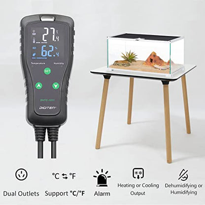 DIGITEN DHTC1011 Humidity and Temperature Controller Plug-in Thermostat Humidistat Outlet Humidity Controller Greenhouse Thermostat Cooling Heating Humidifier Dehumidifier - style: Temperature & Humidity Controller