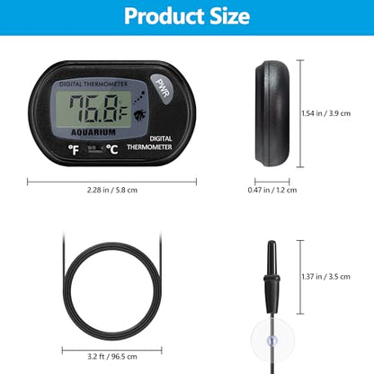 DaToo Aquarium Thermometer with Large LCD Display Fahrenheit/Celsius(℉/℃) Fish Tank Thermometer for Aquarium Reptile Terrarium Digital Water Thermometer with Suction Cup - size: 1 Pack