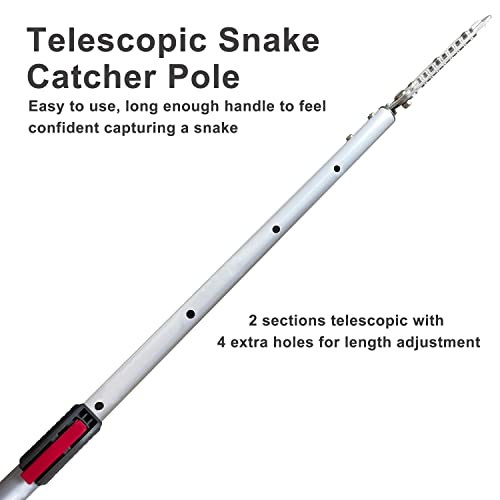 4.7-7.2 FT Snake Grabber Telescopic with Hooks, Rattle Snake Catcher Tool, Long Handle Reptile Wide Jaw Tongs