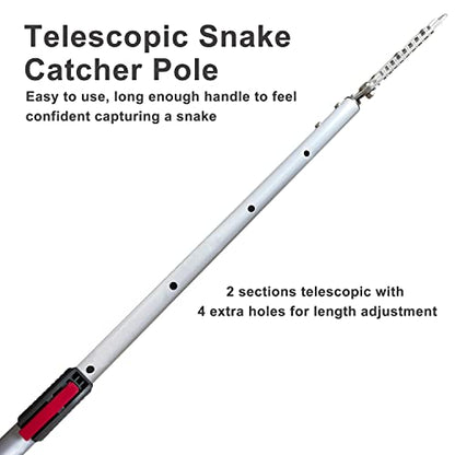 4.7-7.2 FT Snake Grabber Telescopic with Hooks, Rattle Snake Catcher Tool, Long Handle Reptile Wide Jaw Tongs