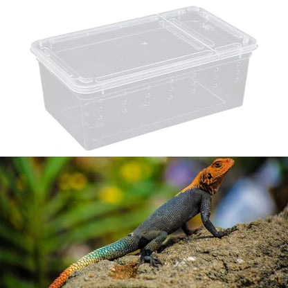 Fenteer Reptile Breeding Box Clear Terrarium Habitat Cage Transparent Container PP Material Ventilation Design Portable Suitable for Reptile Feeding, Style D - size: Style D