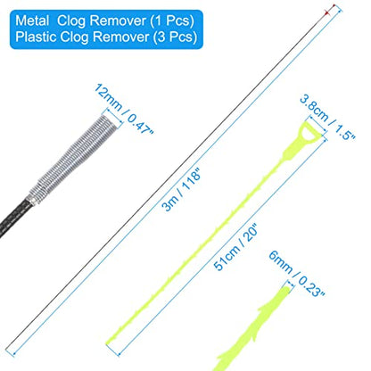 uxcell 3pcs 20 Inch Drain Hair Clog Remover Tool PP & 120 Inch Drain Cleaner Tool Sticks Stainless Steel Sewer Cleaning Hook Unclog Sink Unclogger for Toilet Bathtub Sewer, Green - color: Green, size: 120 Inch
