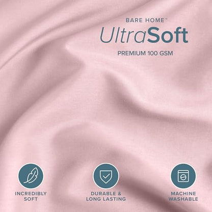 Bare Home Bedding Duvet Cover Extra Long Size - Premium 1800 Super Soft Collection - Lightweight, Cooling - Soft Breathable Bedding Duvet Cover (Twin/Twin XL, Dusty Pink) - color: 30 - Dusty Pink (No Comforter), size: Twin/Twin XL